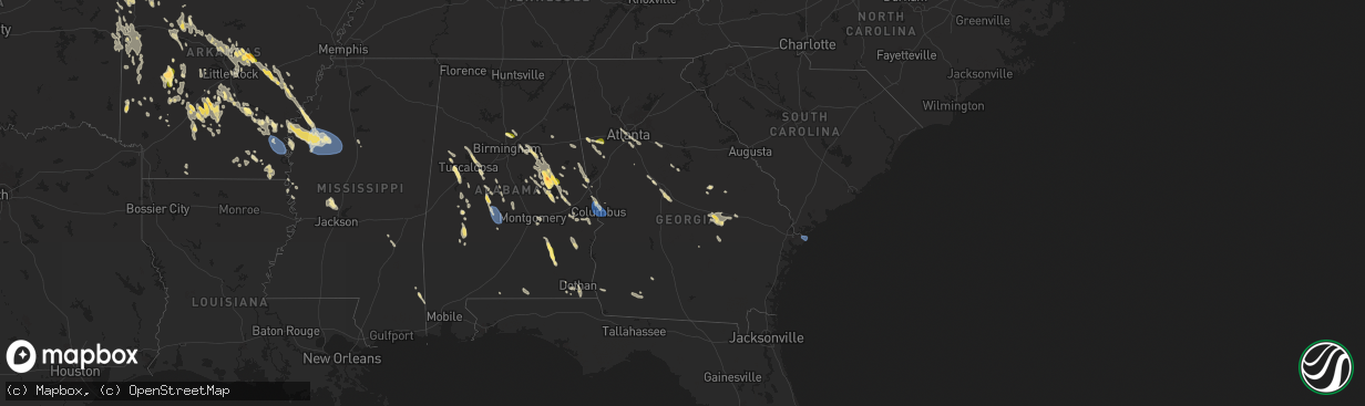 Hail map in Georgia on August 18, 2024