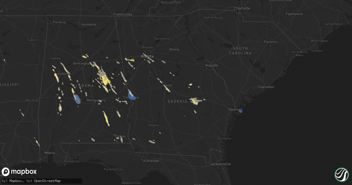 Hail map in Georgia on August 18, 2024
