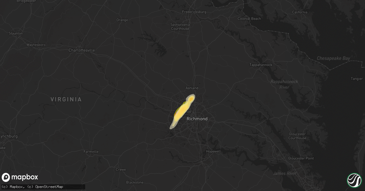 Hail map in Glen Allen, VA on August 18, 2024