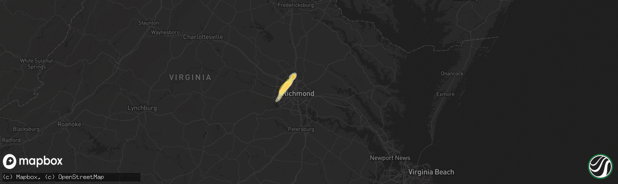 Hail map in Henrico, VA on August 18, 2024