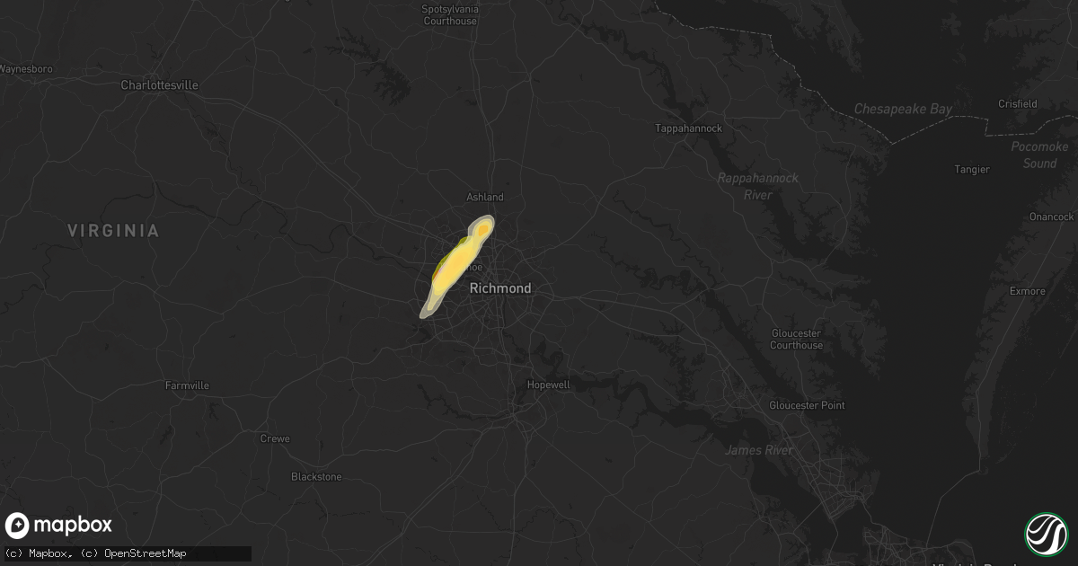 Hail map in Henrico, VA on August 18, 2024