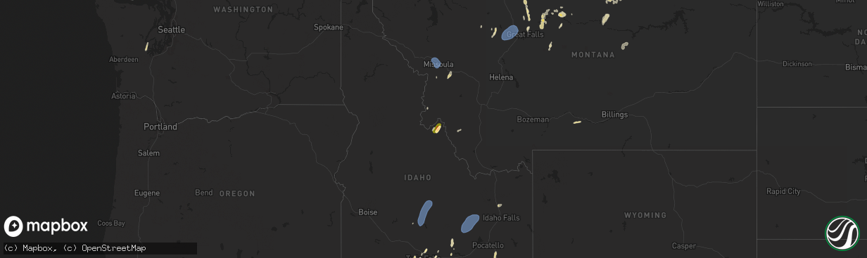 Hail map in Idaho on August 18, 2024