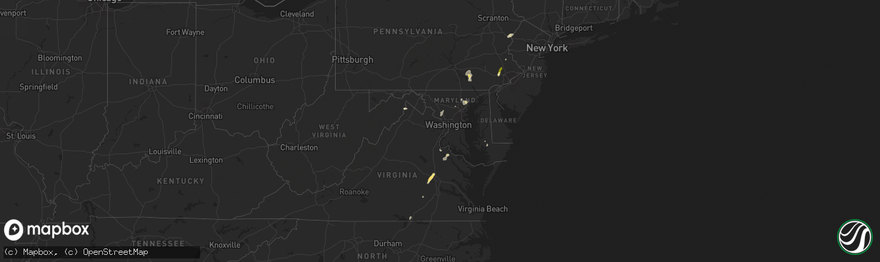 Hail map in Maryland on August 18, 2024