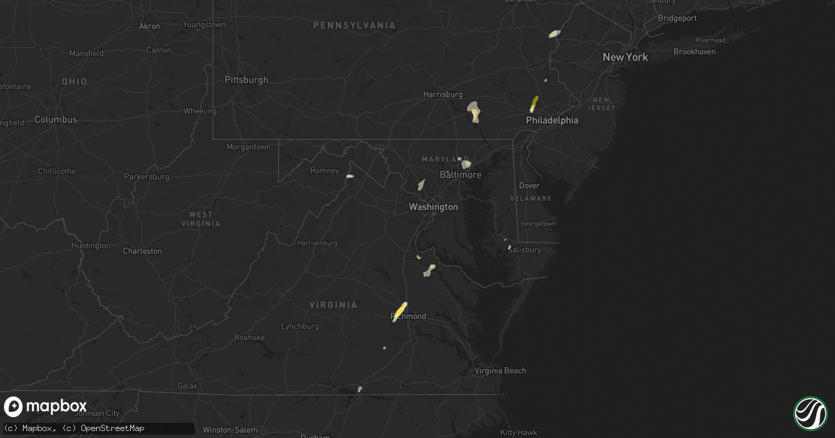 Hail map in Maryland on August 18, 2024