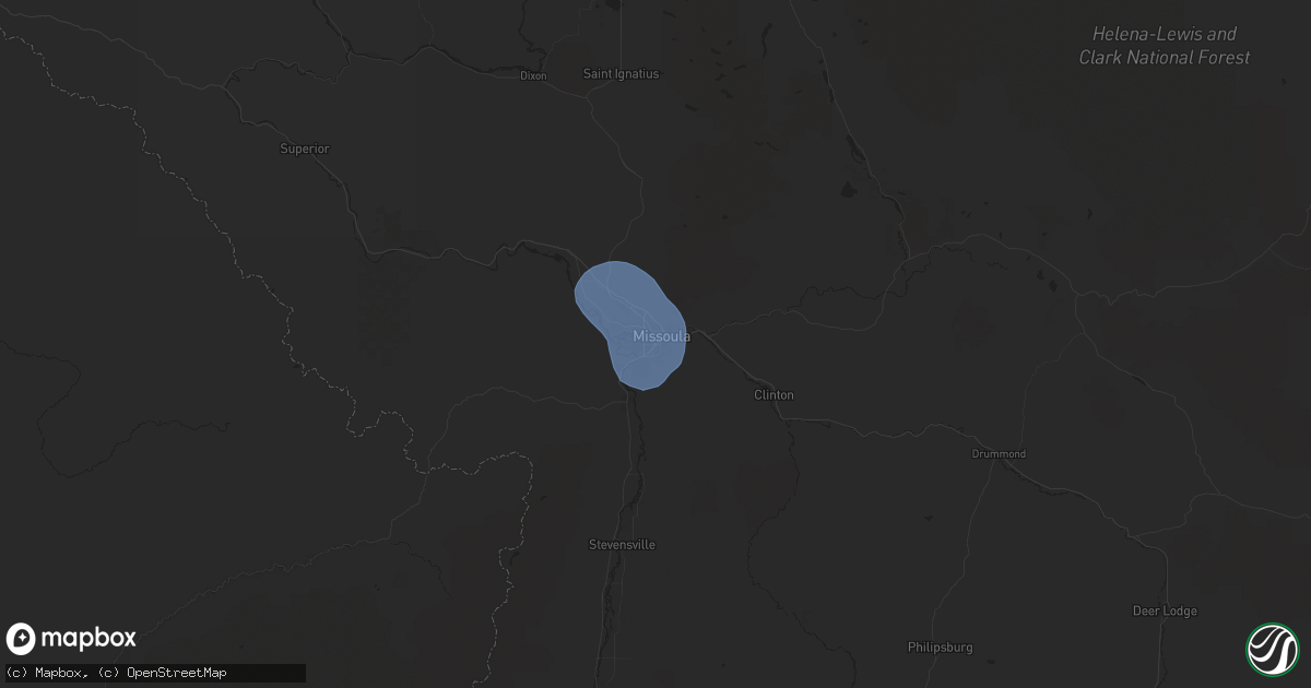Hail map in Missoula, MT on August 18, 2024