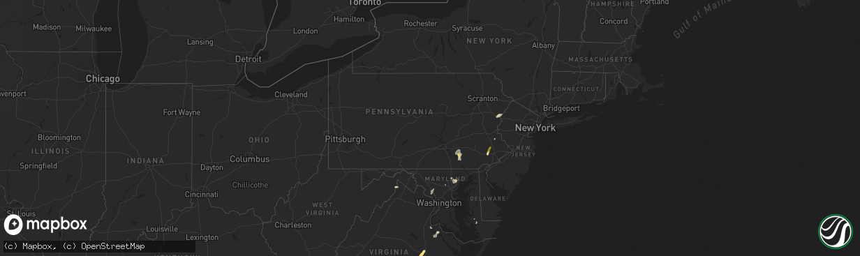 Hail map in Pennsylvania on August 18, 2024