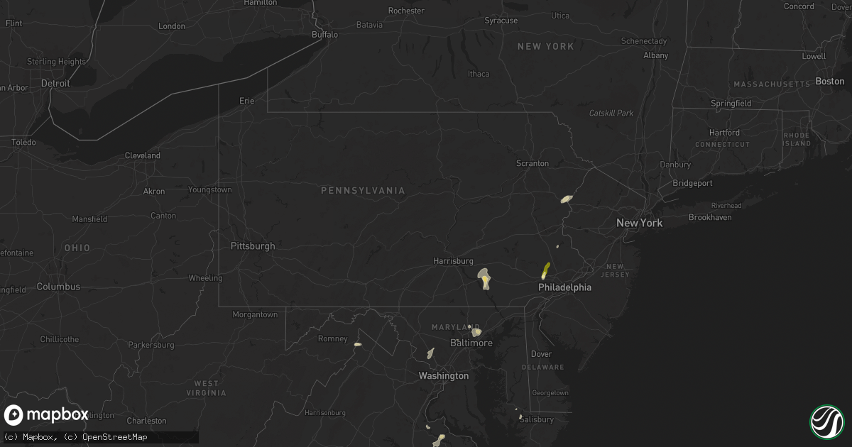 Hail map in Pennsylvania on August 18, 2024