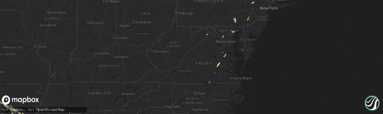 Hail map in Virginia on August 18, 2024