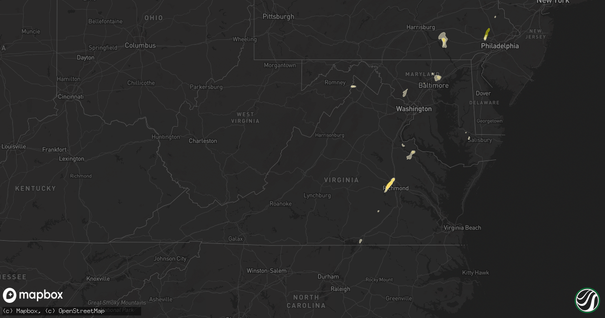 Hail map in Virginia on August 18, 2024