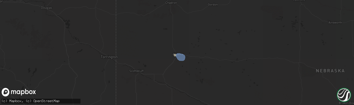 Hail map in Alliance, NE on August 18, 2025
