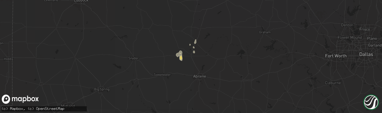 Hail map in Anson, TX on August 18, 2025