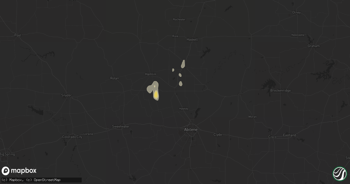 Hail map in Anson, TX on August 18, 2025