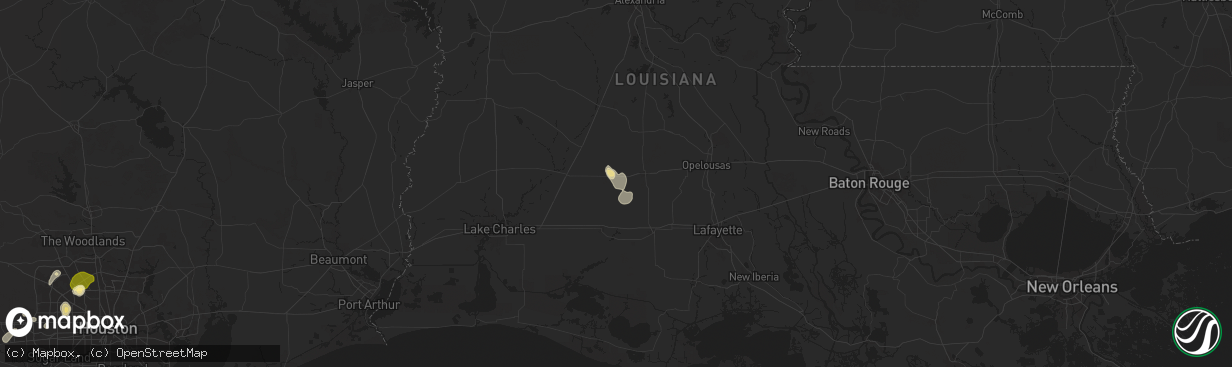 Hail map in Basile, LA on August 18, 2025