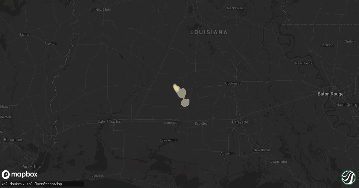Hail map in Basile, LA on August 18, 2025