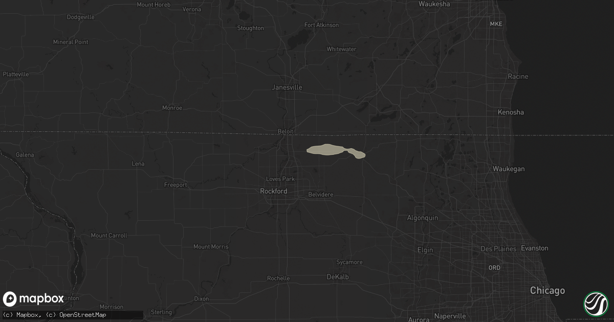 Hail map in Caledonia, IL on August 18, 2025
