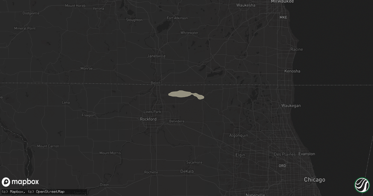 Hail map in Capron, IL on August 18, 2025