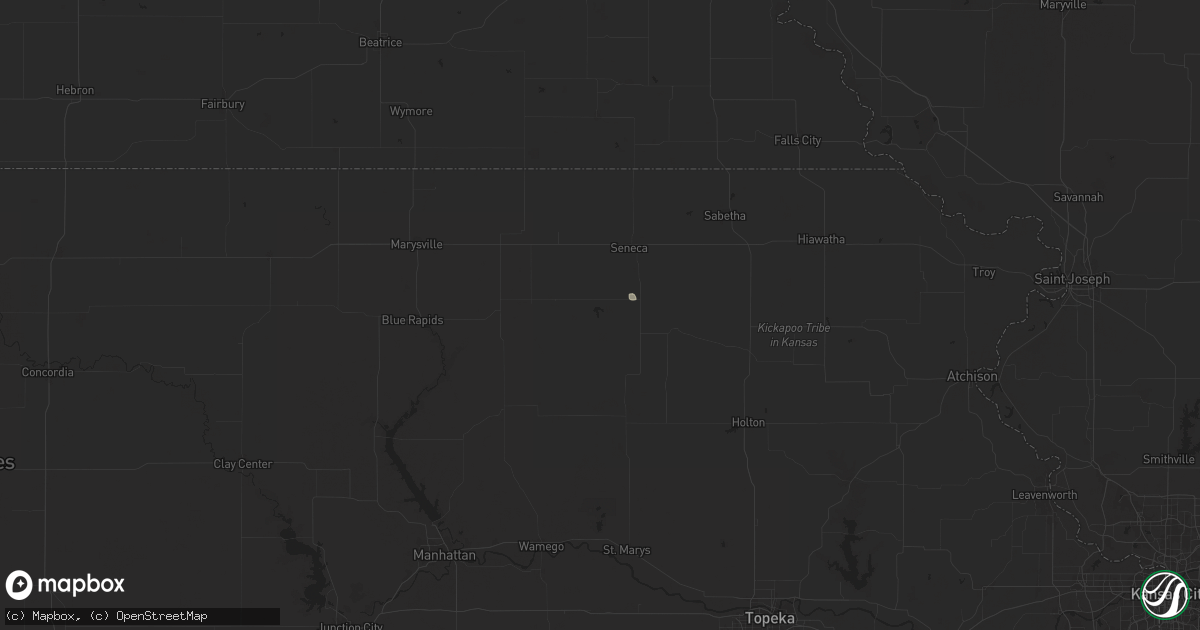 Hail map in Centralia, KS on August 18, 2025