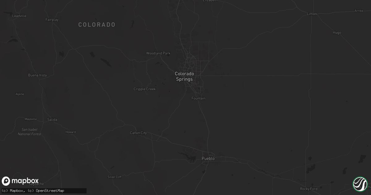 Hail map in Colorado Springs, CO on August 18, 2025