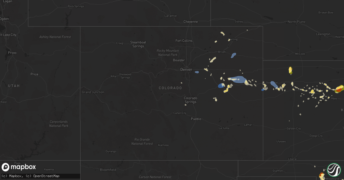 Hail map in Colorado on August 18, 2025