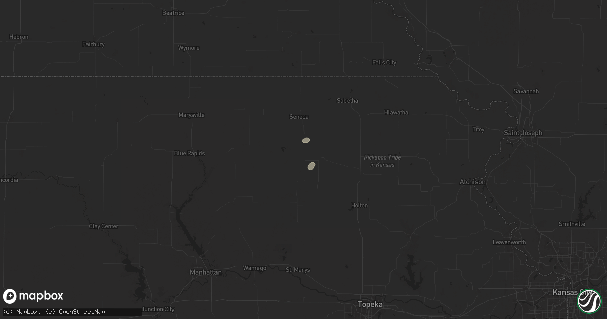 Hail map in Corning, KS on August 18, 2025
