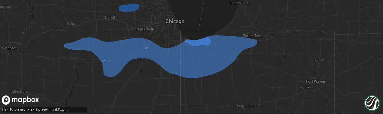Hail map in Crown Point, IN on August 18, 2025