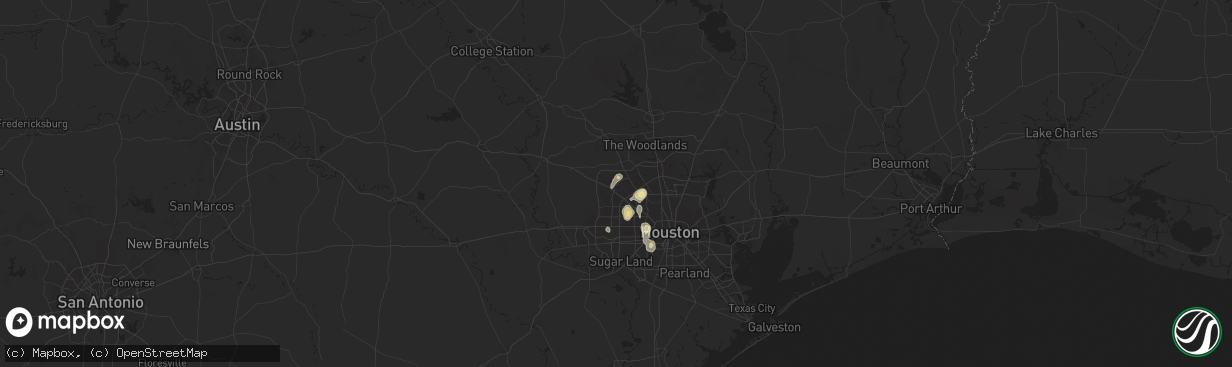 Hail map in Cypress, TX on August 18, 2025