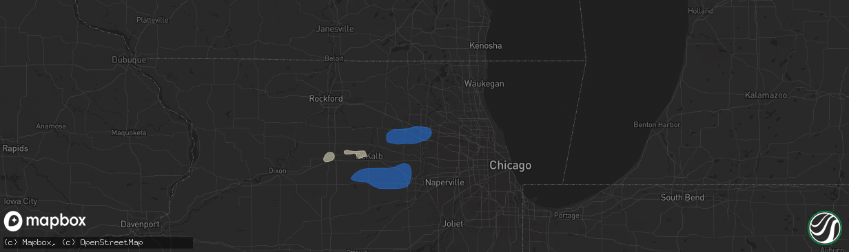 Hail map in Dundee, IL on August 18, 2025