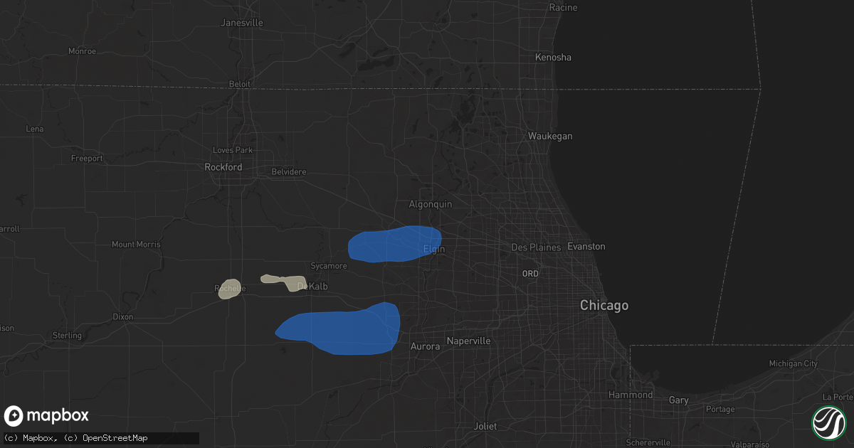 Hail map in Dundee, IL on August 18, 2025
