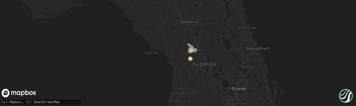 Hail map in Dunnellon, FL on August 18, 2025