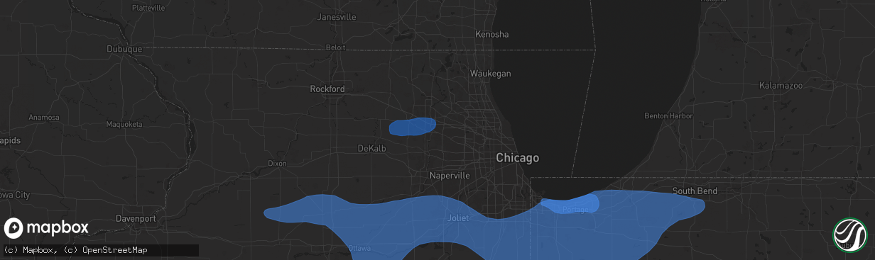 Hail map in Elgin, IL on August 18, 2025