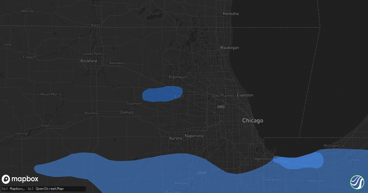 Hail map in Elgin, IL on August 18, 2025