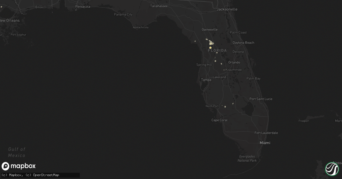 Hail map in Florida on August 18, 2025