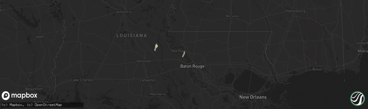 Hail map in Glynn, LA on August 18, 2025
