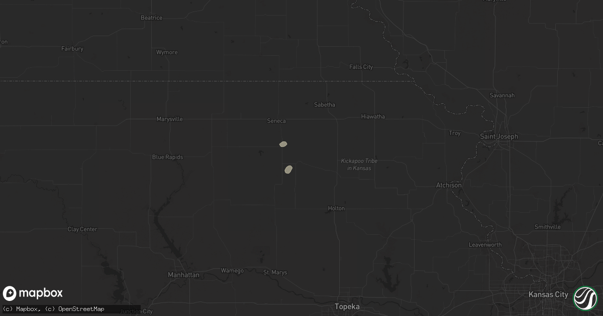 Hail map in Goff, KS on August 18, 2025