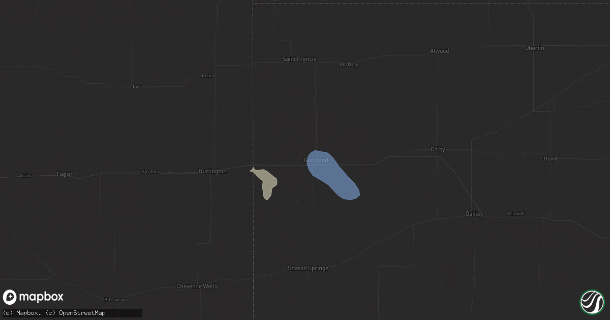 Hail map in Goodland, KS on August 18, 2025