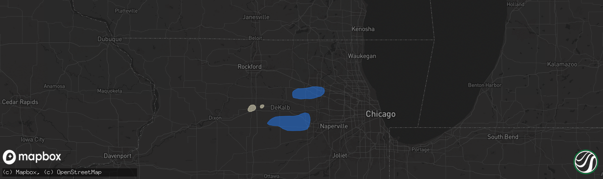 Hail map in Hampshire, IL on August 18, 2025