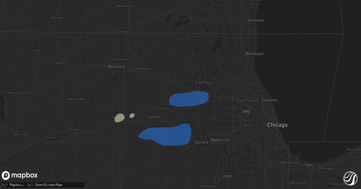 Hail map in Hampshire, IL on August 18, 2025
