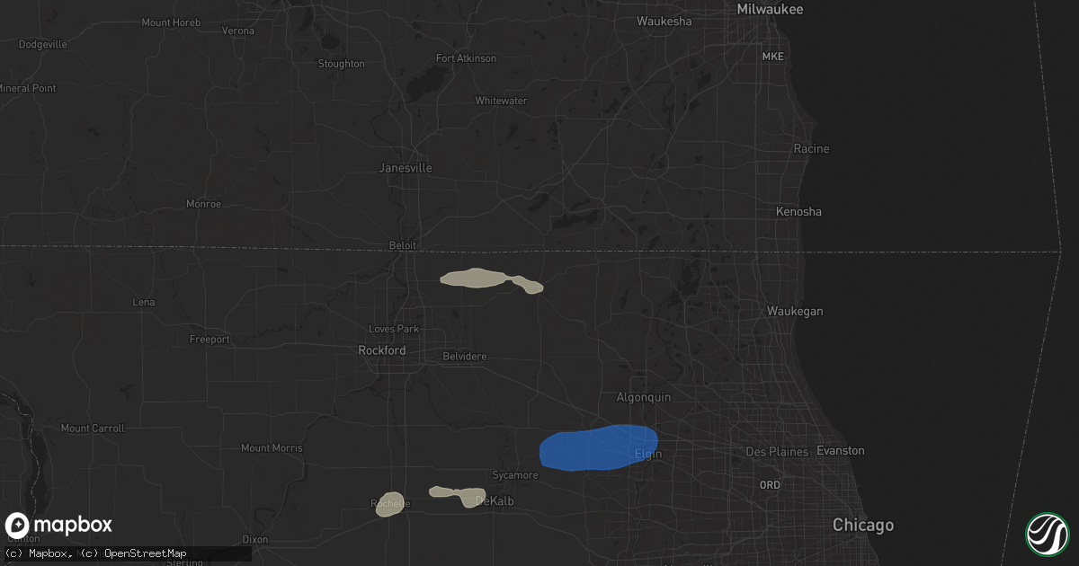 Hail map in Harvard, IL on August 18, 2025