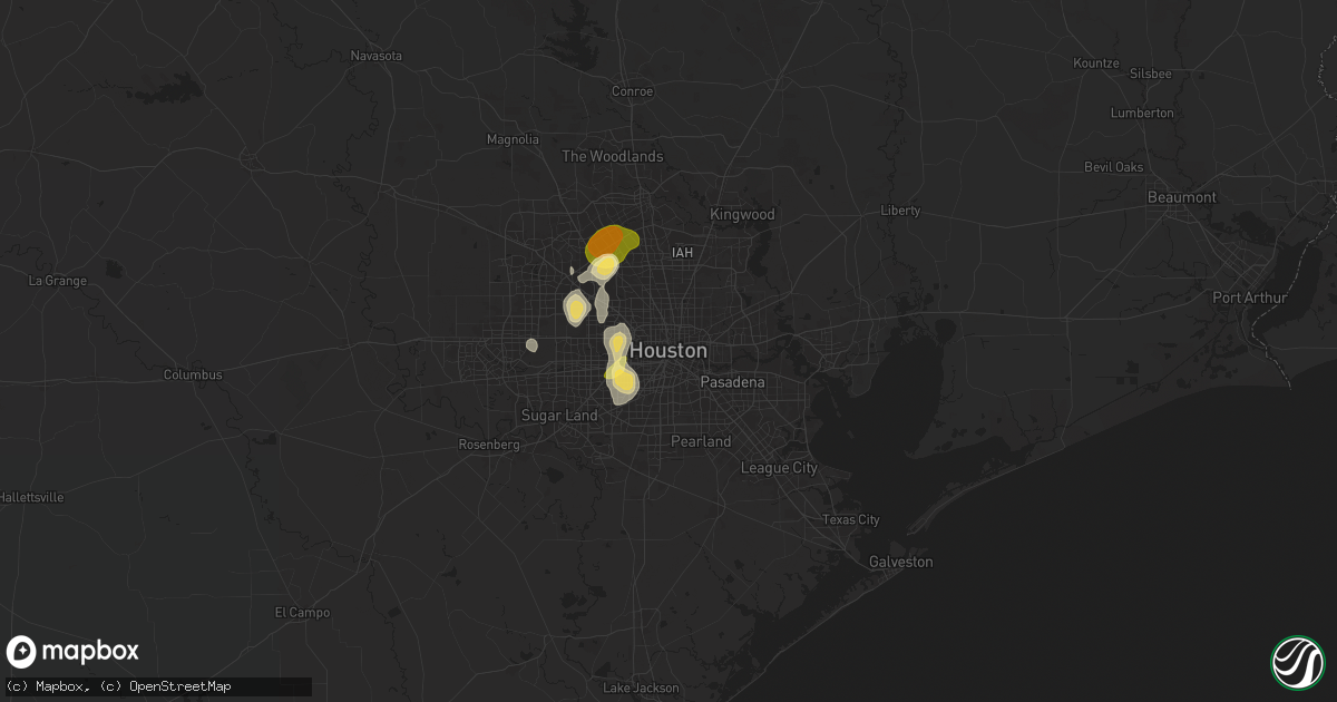 Hail map in Houston, TX on August 18, 2025