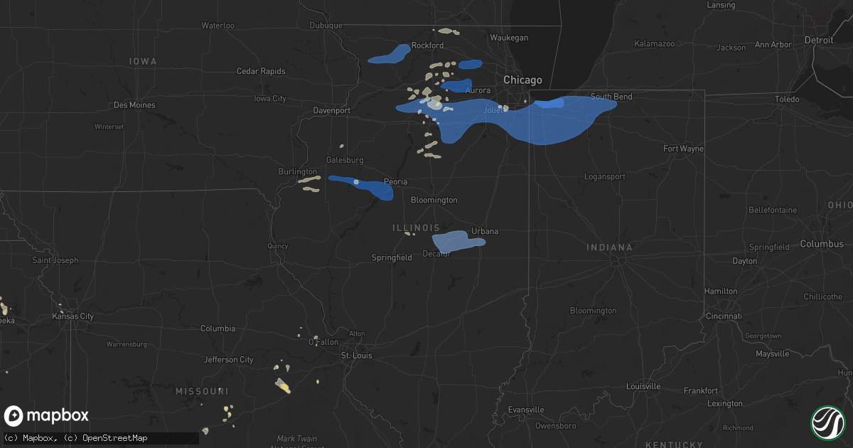 Hail map in Illinois on August 18, 2025