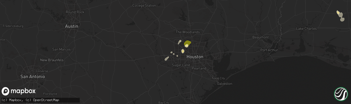 Hail map in Katy, TX on August 18, 2025