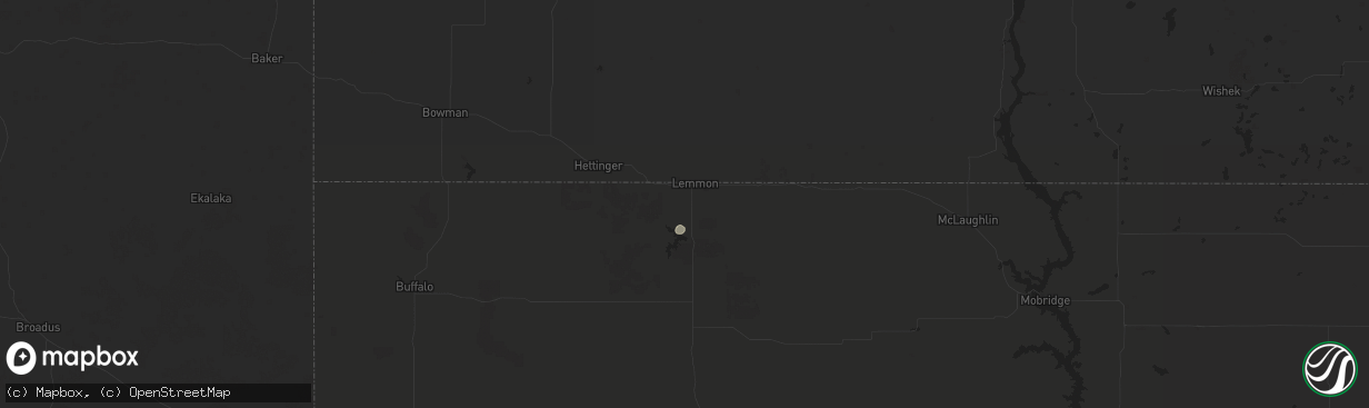 Hail map in Lemmon, SD on August 18, 2025