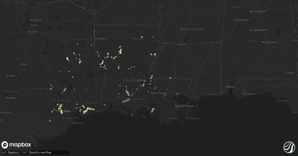 Hail map in Louisiana on August 18, 2025
