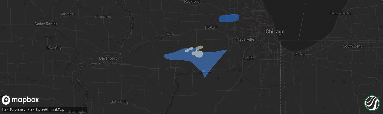 Hail map in Mendota, IL on August 18, 2025