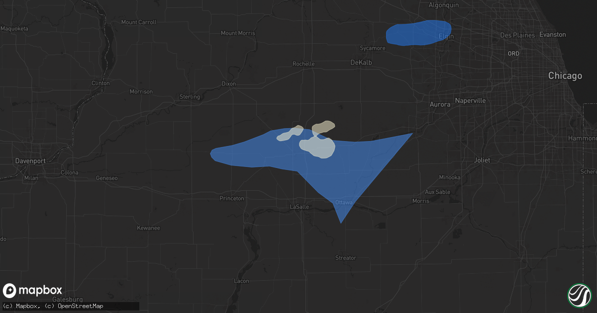 Hail map in Mendota, IL on August 18, 2025