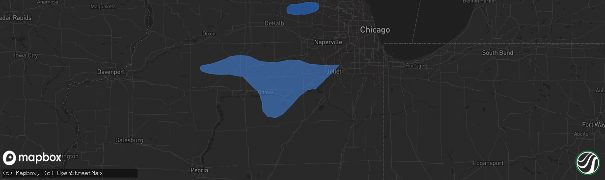 Hail map in Morris, IL on August 18, 2025