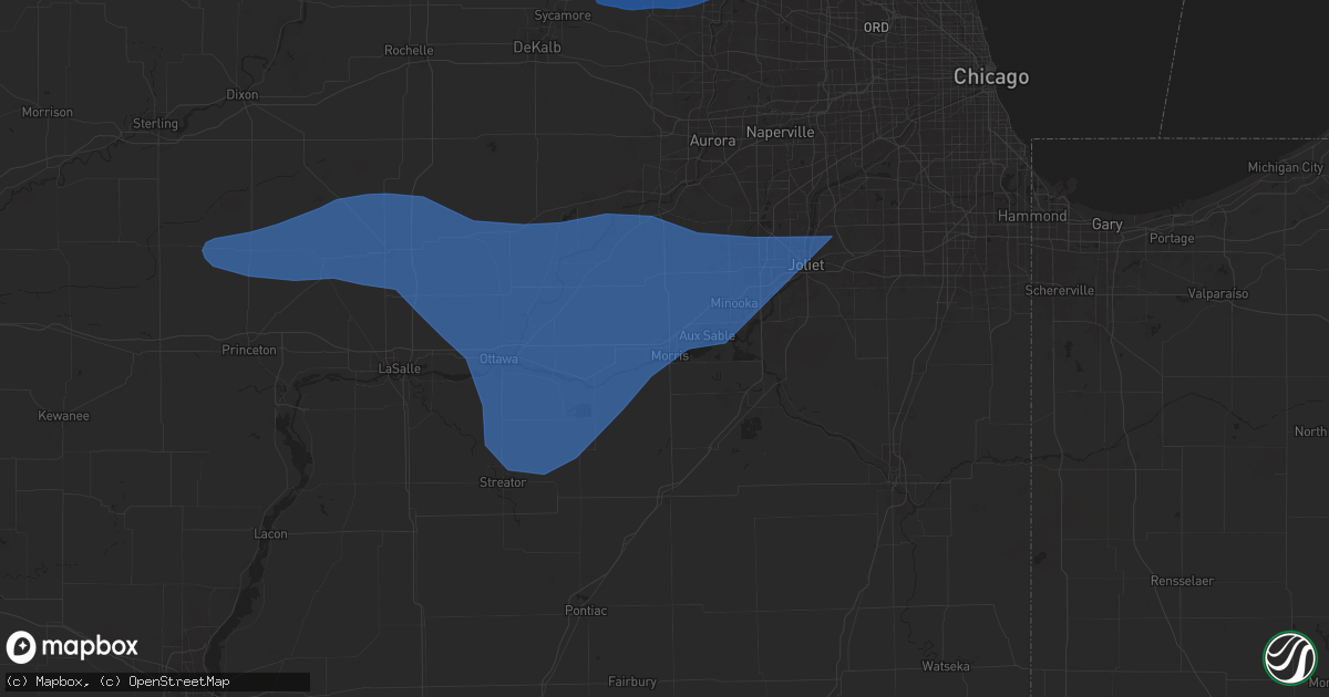 Hail map in Morris, IL on August 18, 2025