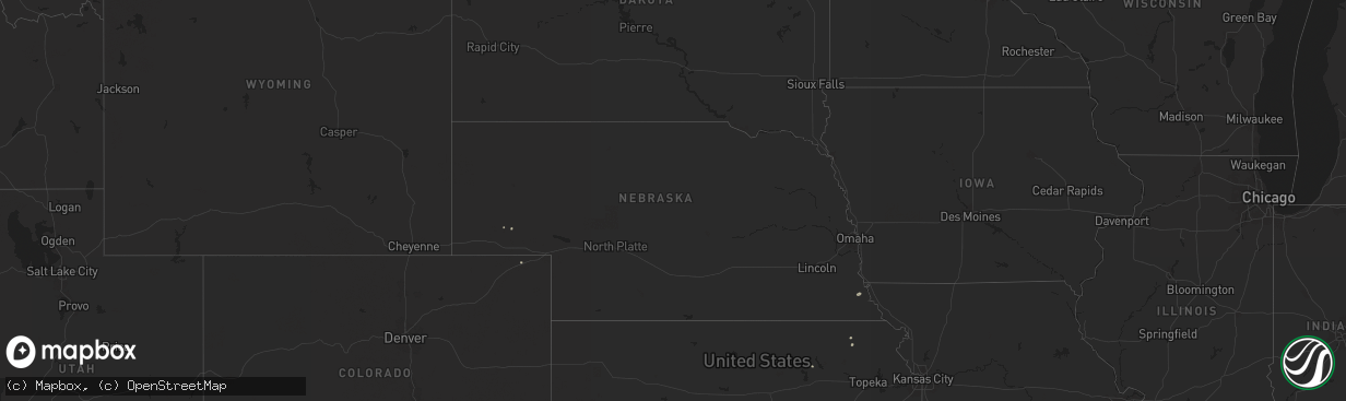 Hail map in Nebraska on August 18, 2025