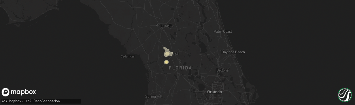 Hail map in Ocala, FL on August 18, 2025