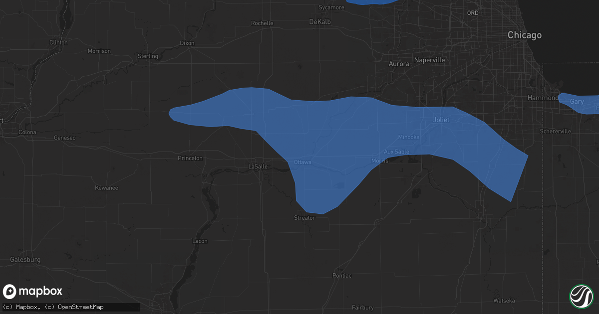 Hail map in Ottawa, IL on August 18, 2025